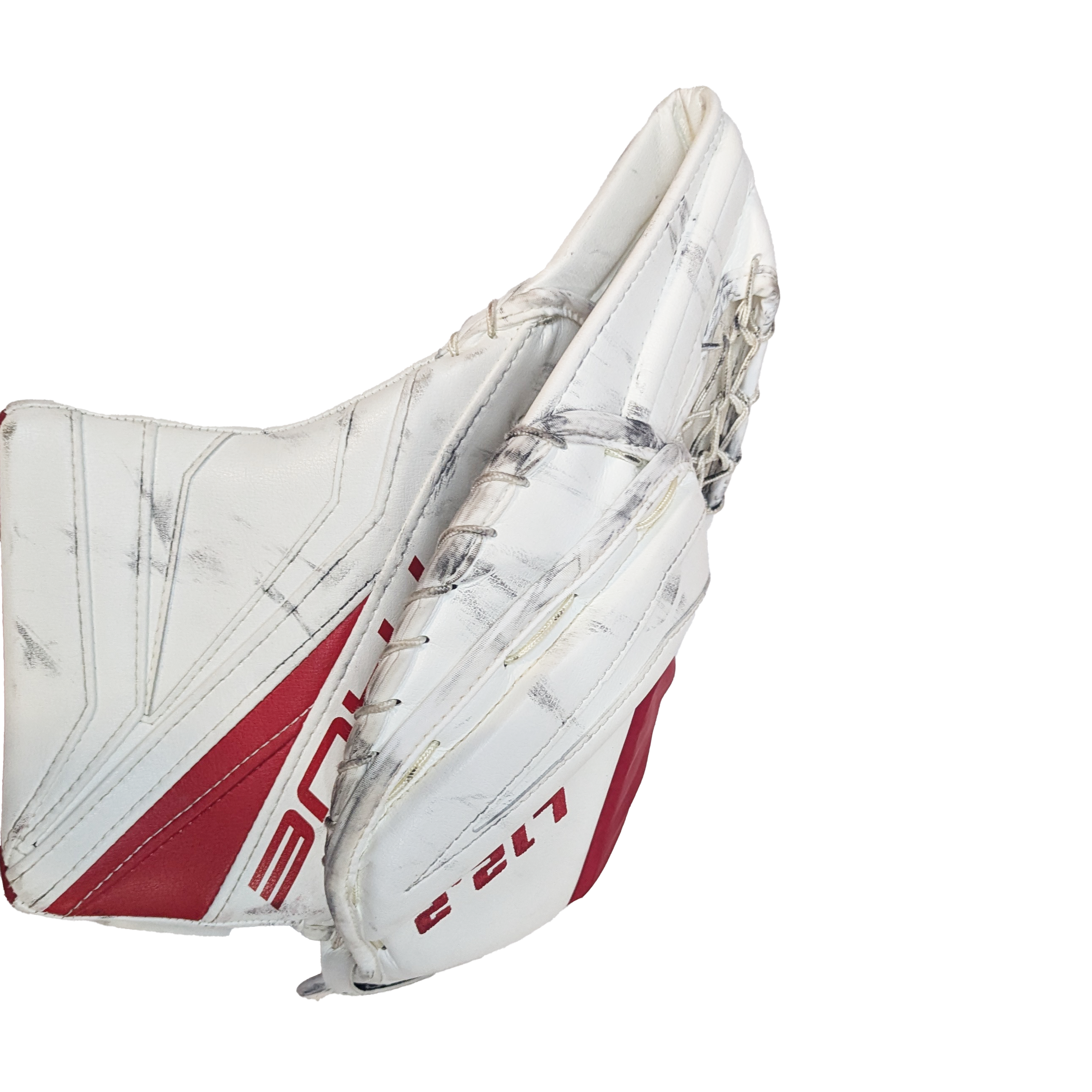 True L12.2 - Gant de gardien de but AHL Pro Stock d'occasion (blanc/rouge)